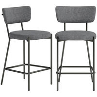 BARHOCKER DE-36064 2er Set mit Polsterbezug Grau - Grau, Metall (49/93/53cm) - ComfortXL