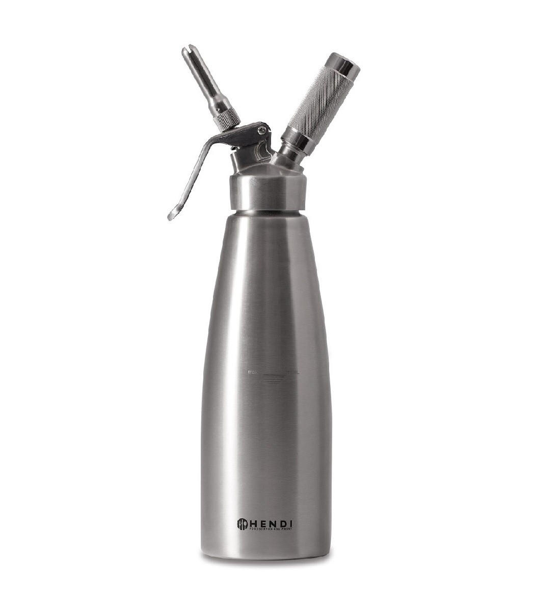 SCHLAGSAHNE-ZERSTÄUBER Sahnespender Edelstahl 500 ml - Silberfarben, Metall (2/2/24cm) - Hendi