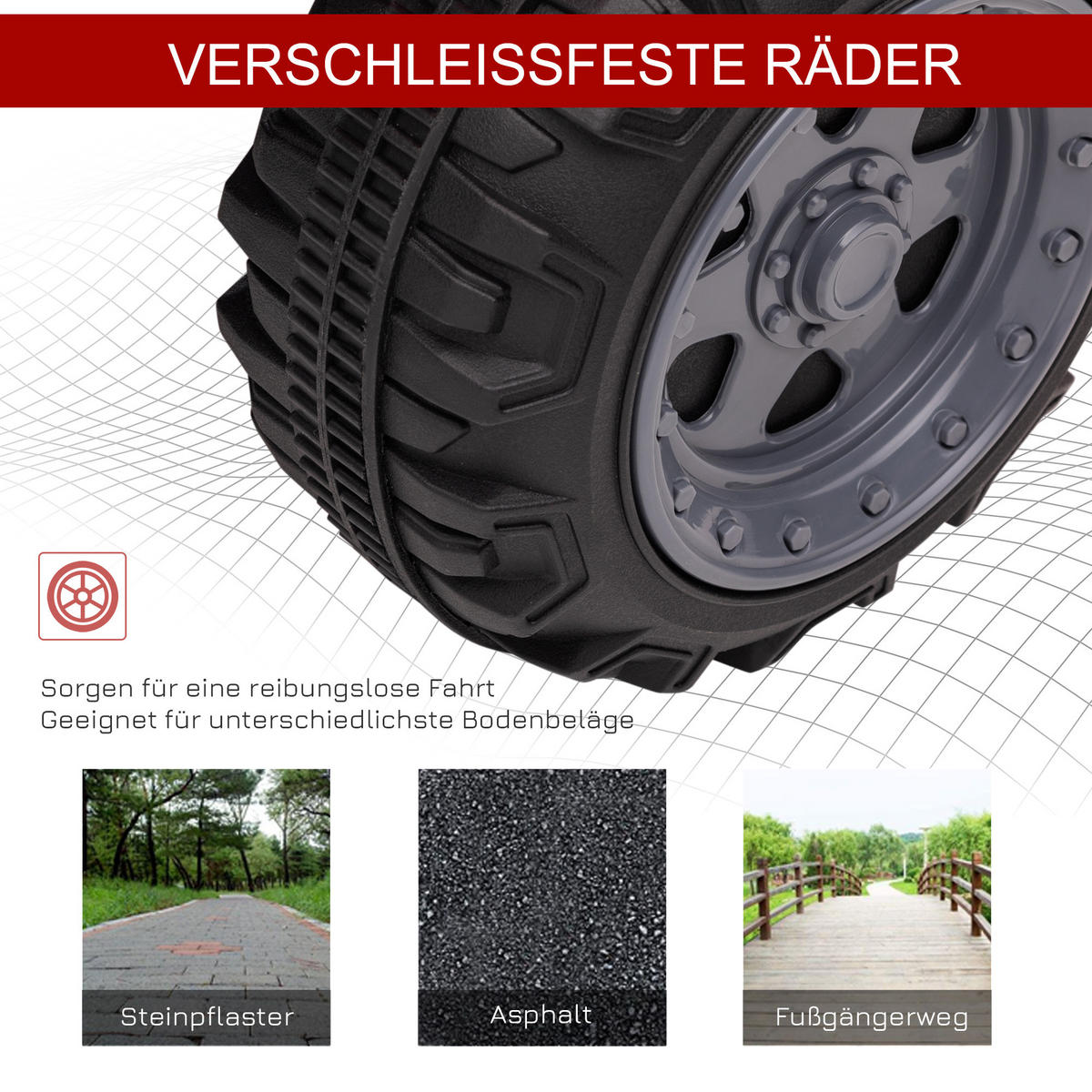 MINI ELEKTRO-QUAD KINDER, Schwarz/Grün/Rosa/Rot, Metall+ PP-Kunststoff - Rot, Metall (70/42/45cm) - HOMCOM