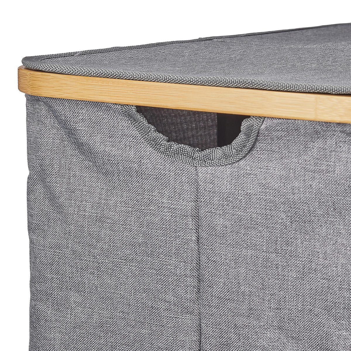 DOPPELWÄSCHEKORB - Grau, Holz/Textil (33.5/54/50cm) - Relaxdays