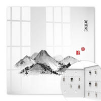 SCHLÜSSELBOX Weiß 30x30 cm – Türöffnung nach rechts - Japanische Berge - Weiß, Metall (30/30/5cm) - TULUP