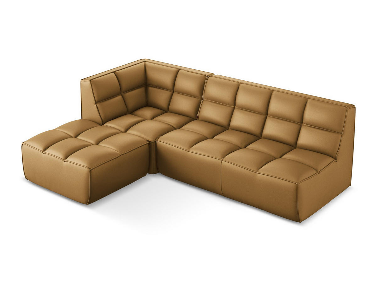 ECKSOFA Beidseitig Kunstleder Braun - Cognac/Schwarz, Leder/Kunststoff (258/178cm) - Makamii