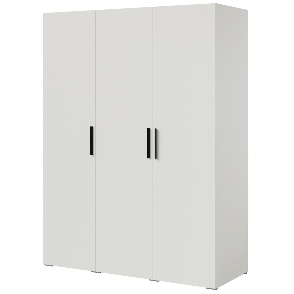 DREHTÜRENSCHRANK Napoli 3D 150 Weiß (schwarzer oder goldener Griff) - Silberfarben/Schwarz, Holzwerkstoff/Kunststoff (150/35/60cm) - mzm24