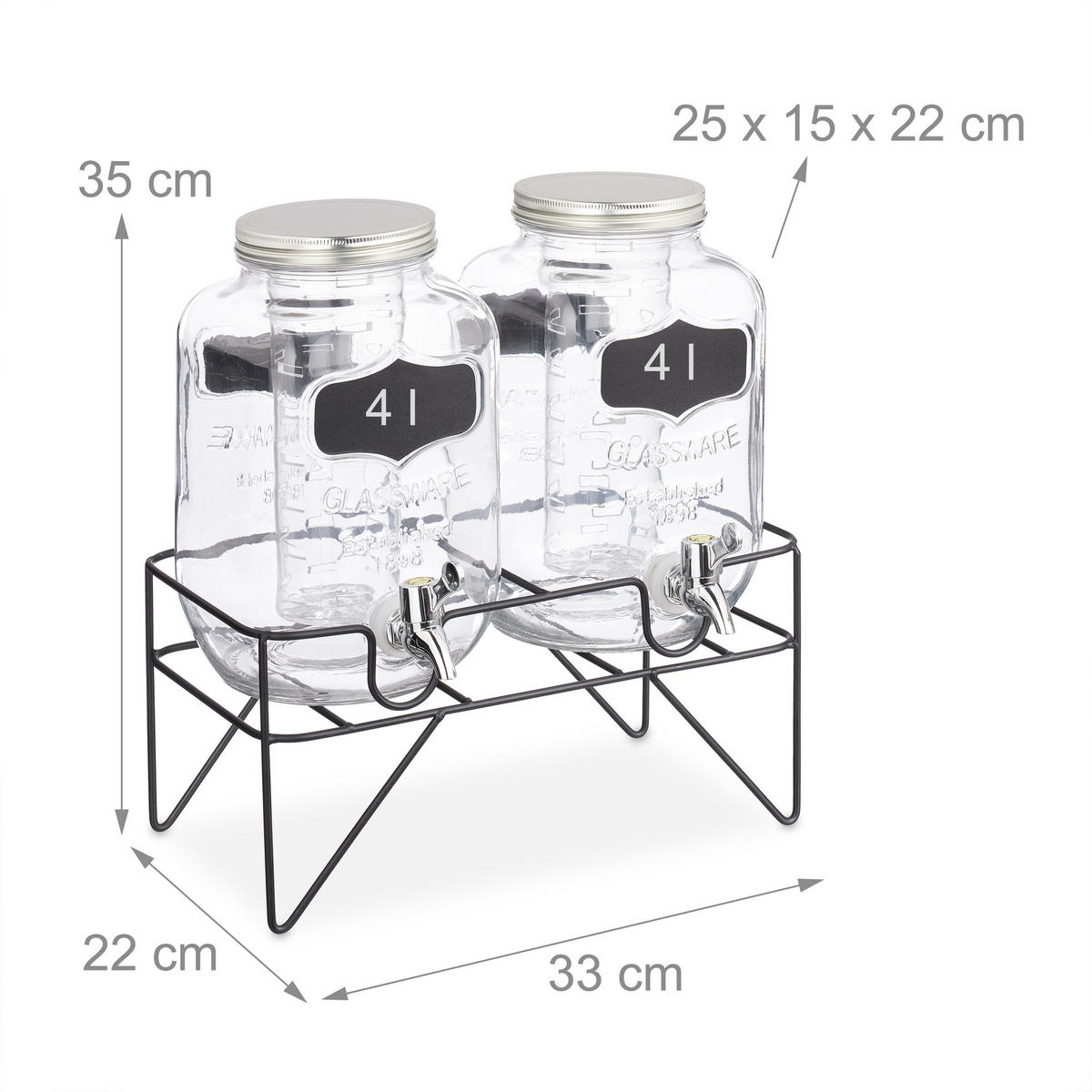 GETRÄNKESPENDER - Transparent, Glas/Kunststoff (4L) - Relaxdays