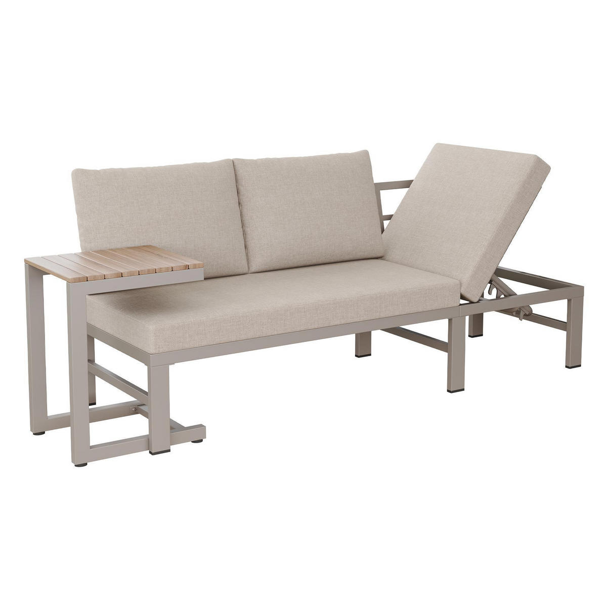 LOUNGESOFA mit Tisch in Khaki - Beige, Metall (69/82/173cm) - KOMHTOM