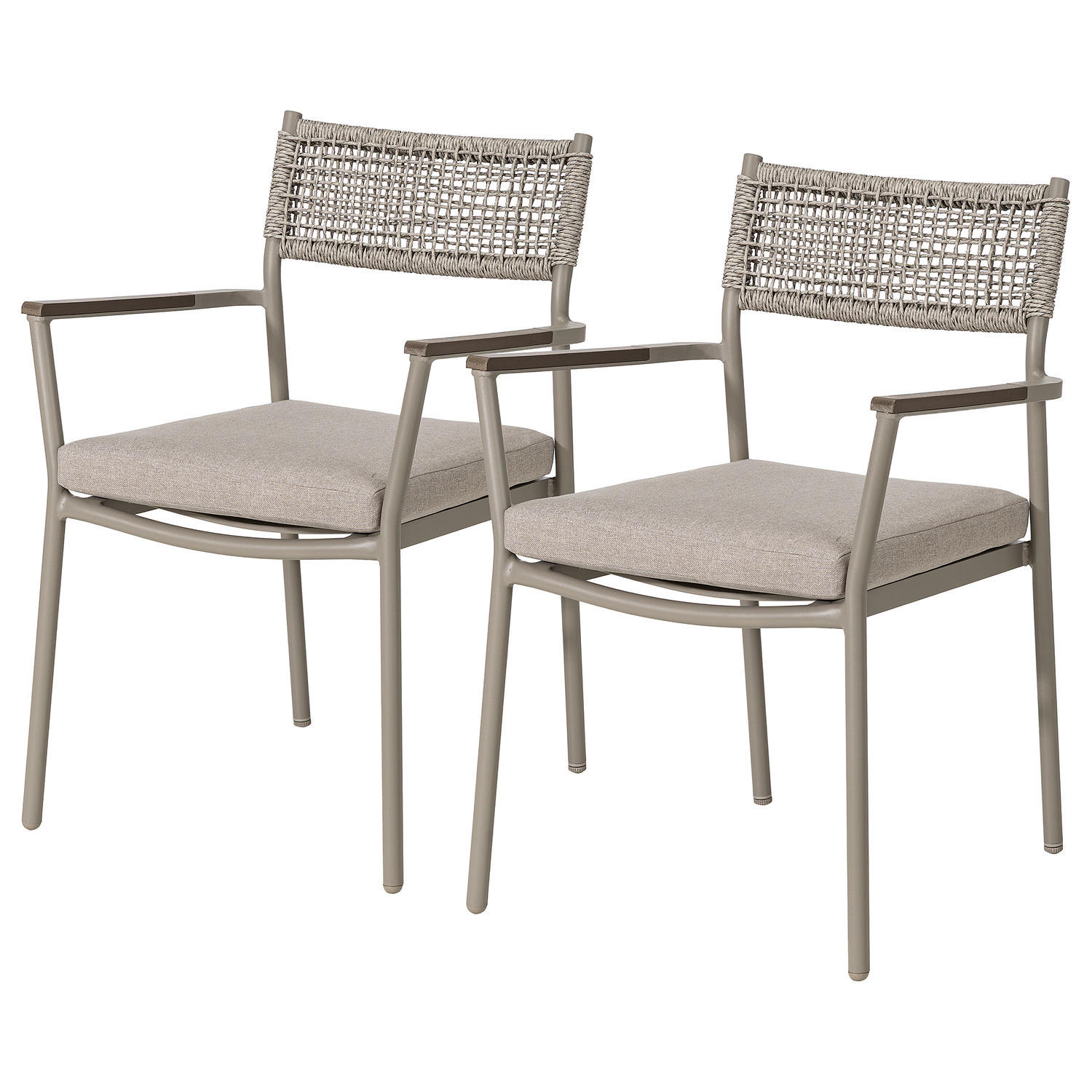 GARTENSTUHL - Aluminium / Polyester - Grau - 2er-Set - Grau, Kunststoff/Textil (58/82/60cm) - home24