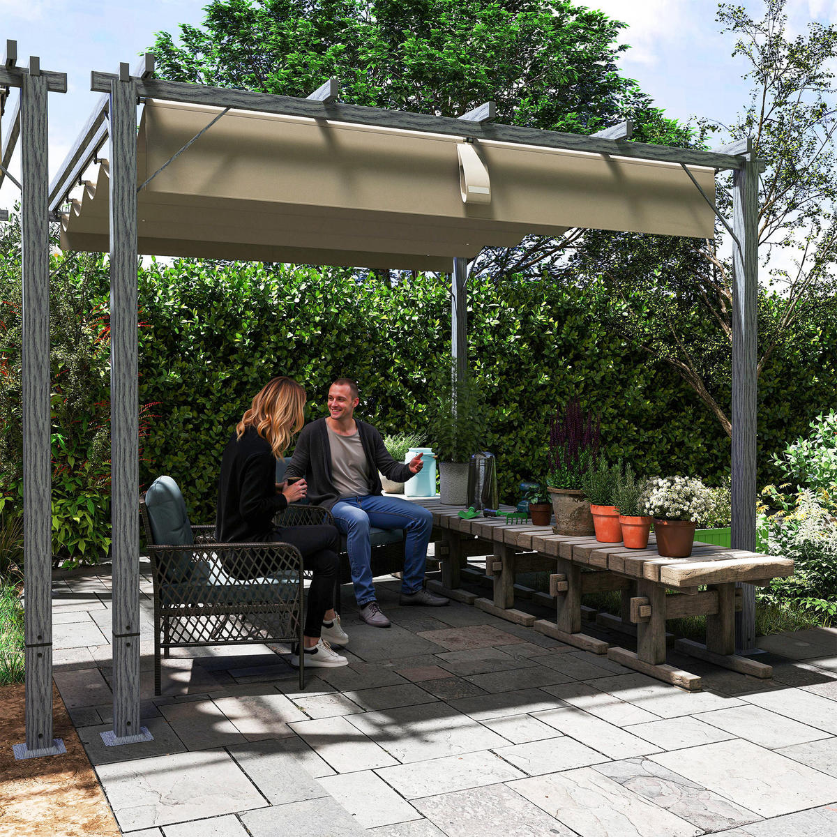PERGOLA ca. 3x3m, Grau - Grau, Metall (296/232/299cm) - Outsunny