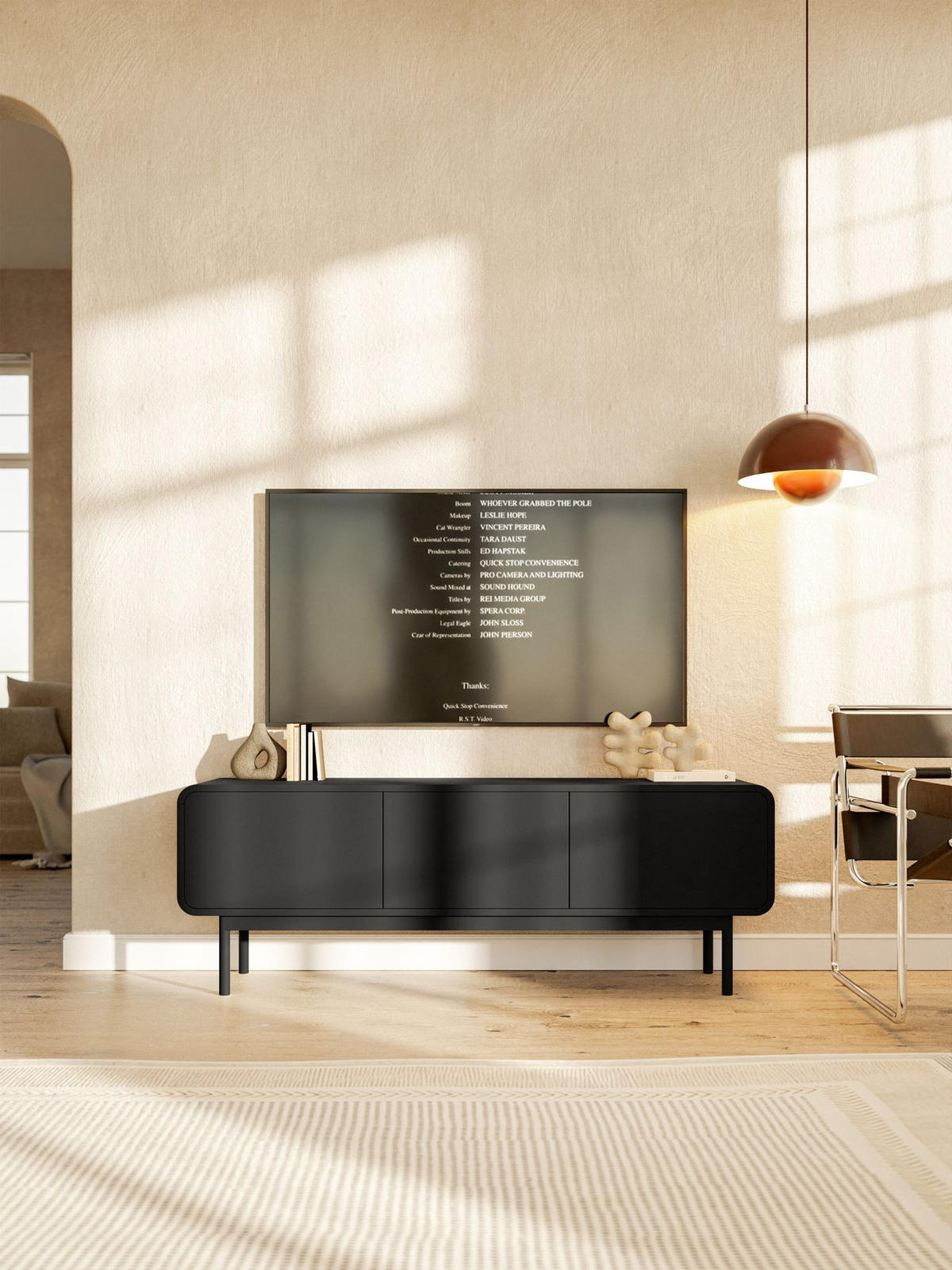 TV-LOWBOARD Oro Schwarz mit 3 Schubladen 154 cm - Schwarz, Holz/Holzwerkstoff (154/53.4/40cm) - Selsey