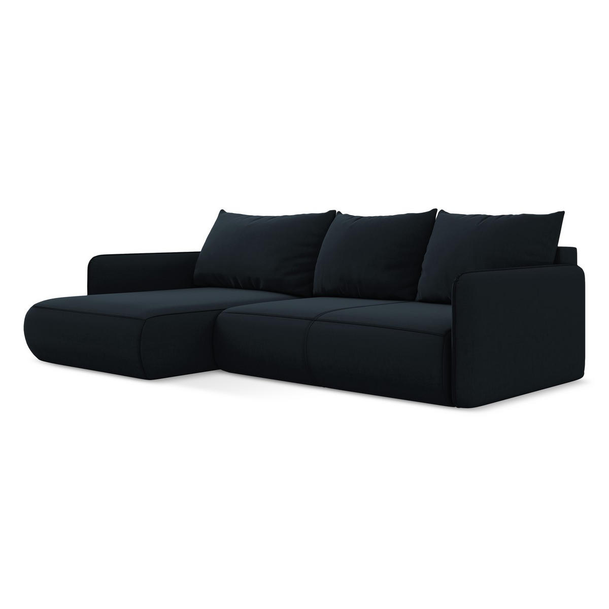 ECKSOFA mit Schlaffunktion Samt Stoff Blau - Blau/Schwarz, Kunststoff/Textil (148/240cm) - LaMiaSofa