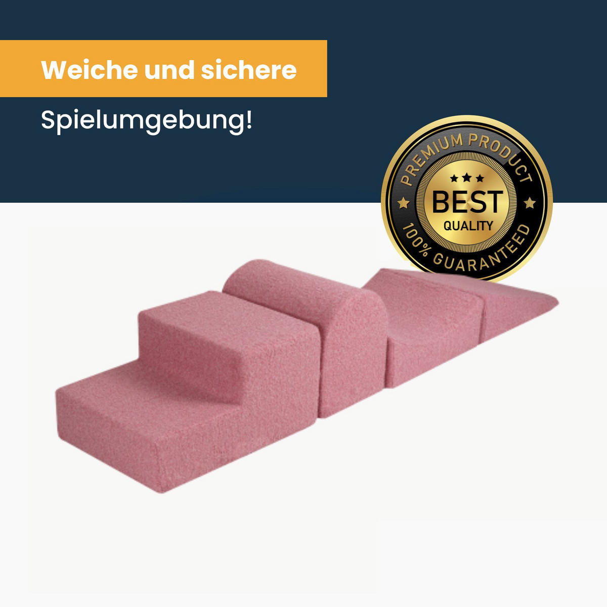 SCHAUMSTOFF-BAUSTEINE für Kinder, Boucle, Rosa - Rosa, Textil (145/30/145cm) - MeowBaby
