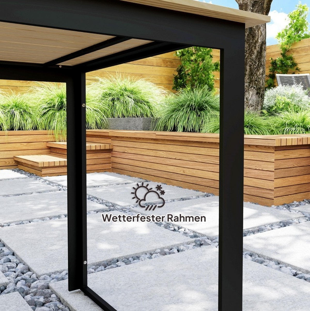 GARTENTISCH 175/78/75 cm für 6 Personen mit Holzoptik und wetterfestem Metallgestell, Teak - Naturfarben, Metall (175/78/75cm) - Redom