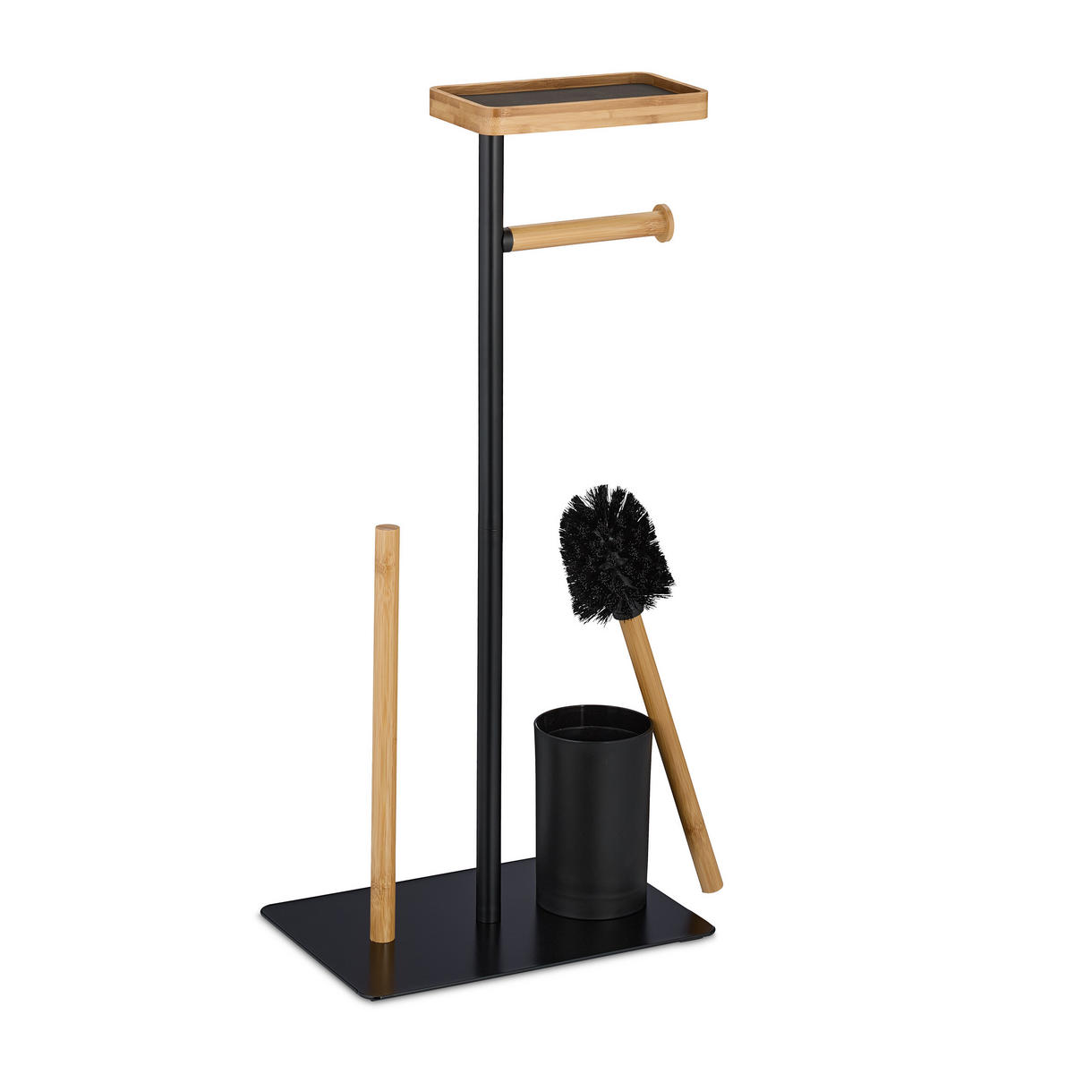 WC-GARNITUR - Schwarz, Holz/Kunststoff (30/65/20cm) - Relaxdays