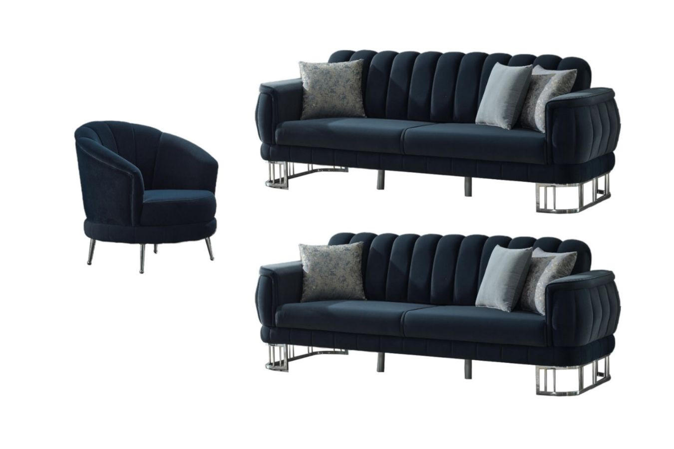 SITZGARNITUR Apollon Anthrazit Stellvariante:3+2+1 - Anthrazit, Holz/Textil (230/85/95cm) - Villa Möbel