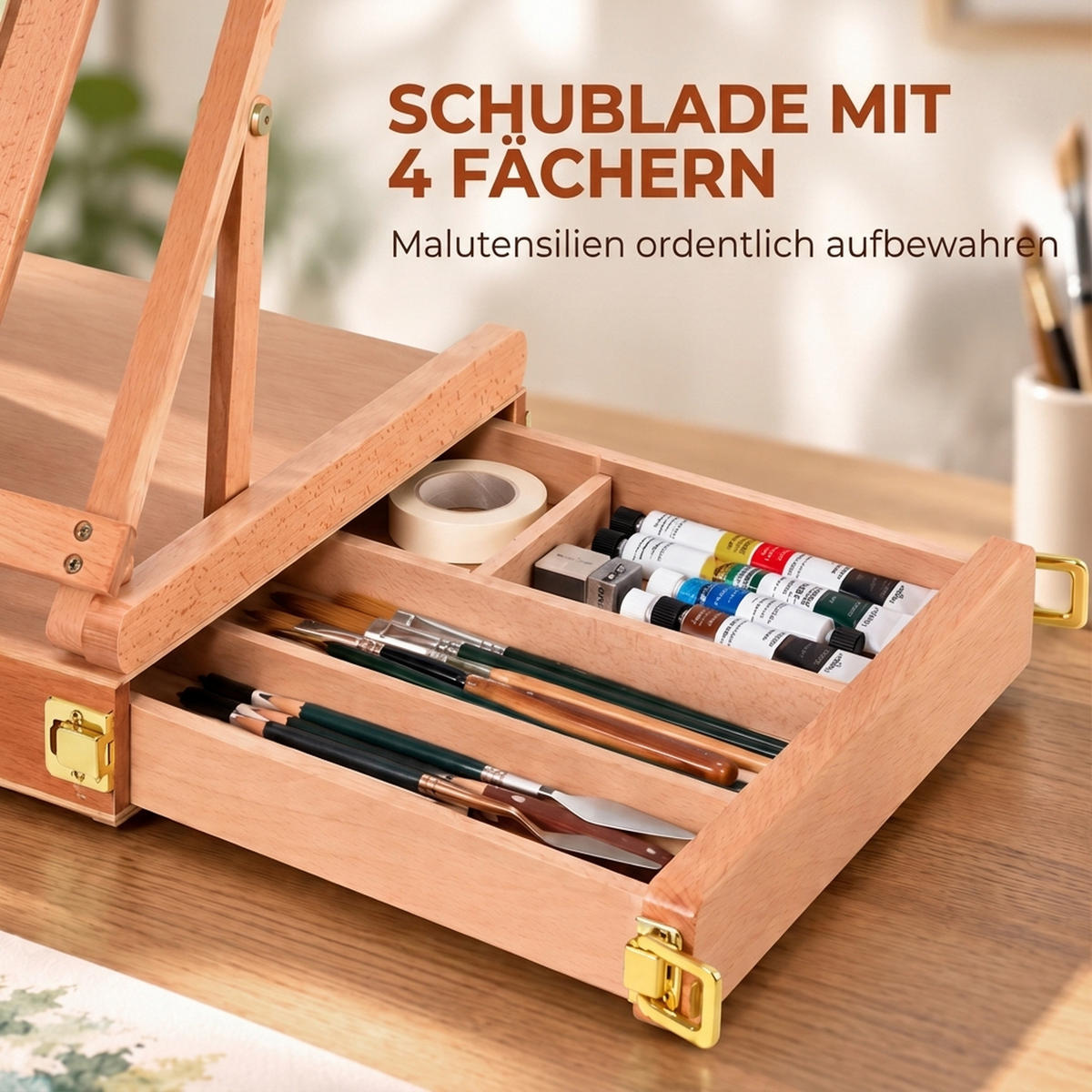 STAFFELEI Buchenholz Natur - Naturfarben, Holz (36/12.5/42cm) - HOMCOM