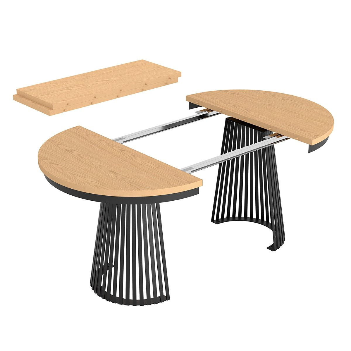 ESSTISCH TRAVIS Ausziehbar 100 - 180 / 100 x 76,6 cm - Eichefarben/Schwarz, Holz (100/100/76.6cm) - MASSENO