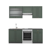 KÜCHENZEILE Fame-Line Grün-Gold Landhaus/Anthrazit 200 cm AP Anthrazit - Anthrazit/Grün, Holzwerkstoff (200/81.6/60cm) - Vicco