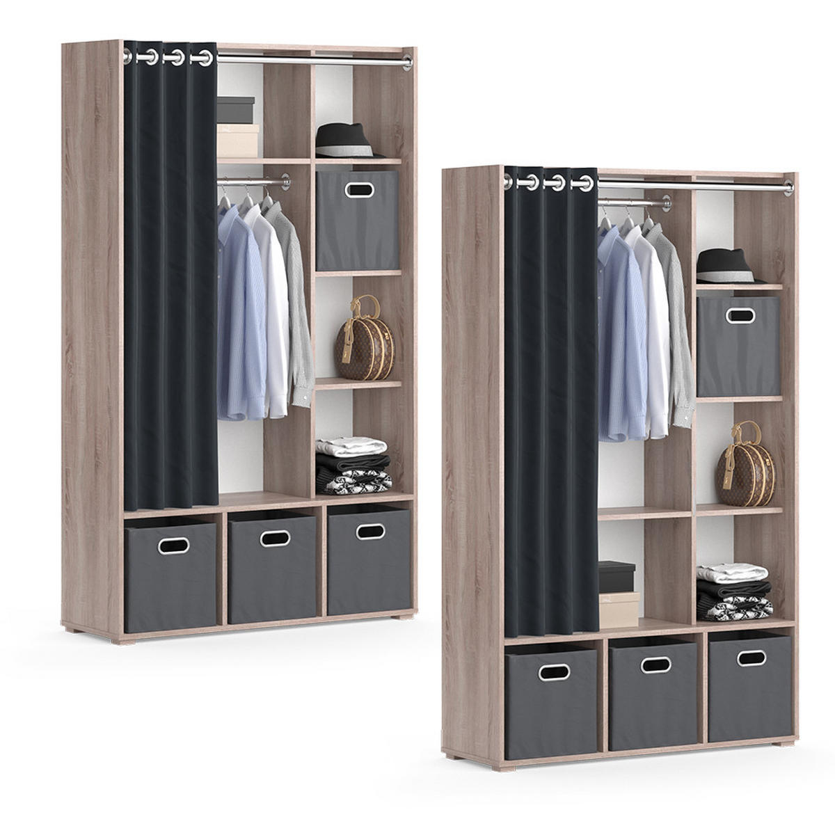 KLEIDERSCHRANK Luigi Sonoma 105.8 x 178.1 cm Mit Faltboxen (grau) - Sonoma Eiche, Holzwerkstoff (38/178.1/105.8cm) - Vicco