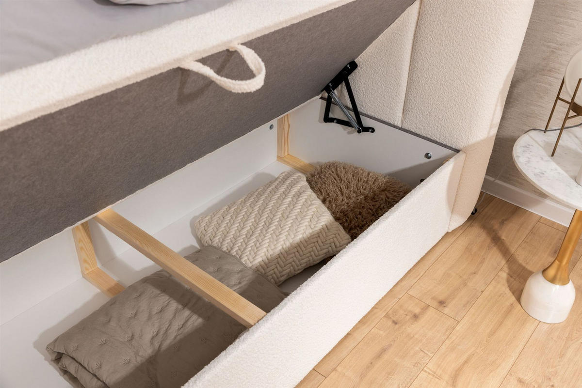 BOXBETT Denis Premium - Hellgrau, Holzwerkstoff/Textil (160/200cm) - Fun Möbel