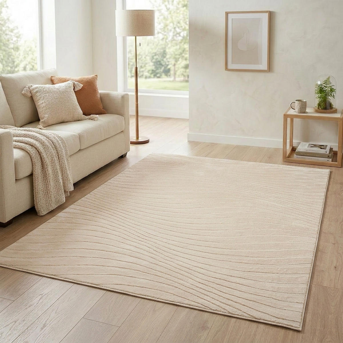 KURZFLOR-TEPPICH Waves 503 Beige 120x170 cm - Beige, Textil (120/170cm) - carpet city