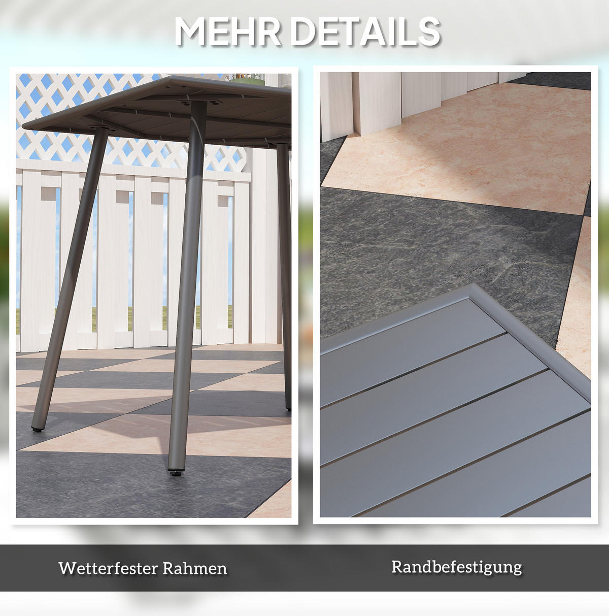 GARTENTISCH 80/80/74 cm aus Stahl, wetterfest mit Stahllatten und pulverbeschichtetem Gestell, Grau - Grau, Metall (80/80/74cm) - Redom