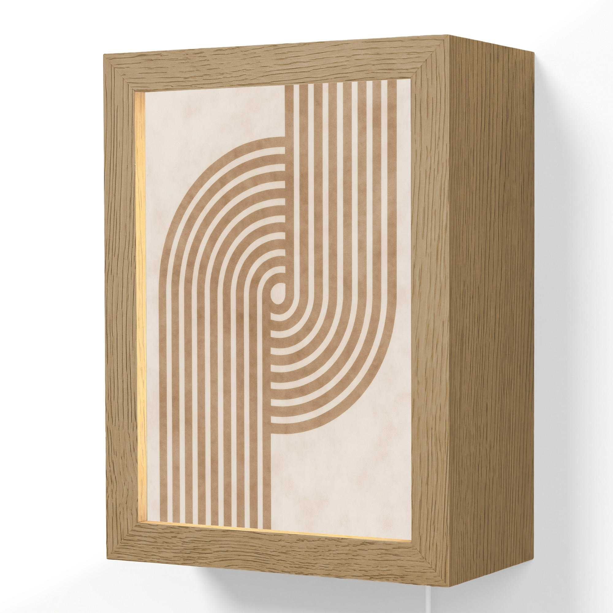 WANDLEUCHTE Symmetrische Biegung - kupferfarbig 15x20 cm - Beige, Holzwerkstoff (15/20/8cm) - OnlyWow