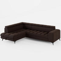 ECKSOFA CANDY CANE Links Dunkelbraun Bouclé-Stoff mit Schlaffunktion und Bettkasten - Dunkelbraun, Textil (264/192cm) - Barchello