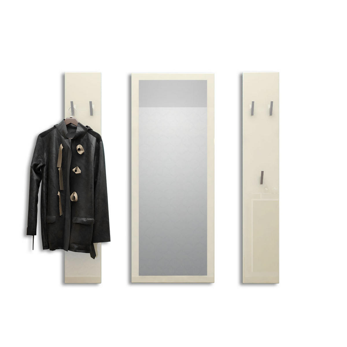 GARDEROBE Spot Creme Hochglanz - Creme, Holzwerkstoff (120/140/2cm) - Vladon