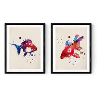 POSTER Set Mit 2 Fische Meerestiere – Aquarell A4 Rahmenlos - Klar, Papier (29.7/5/21cm) - Nacnic