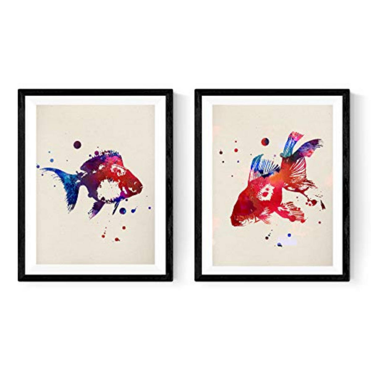 POSTER Set Mit 2 Fische Meerestiere – Aquarell A4 Rahmenlos - Klar, Papier (29.7/5/21cm) - Nacnic