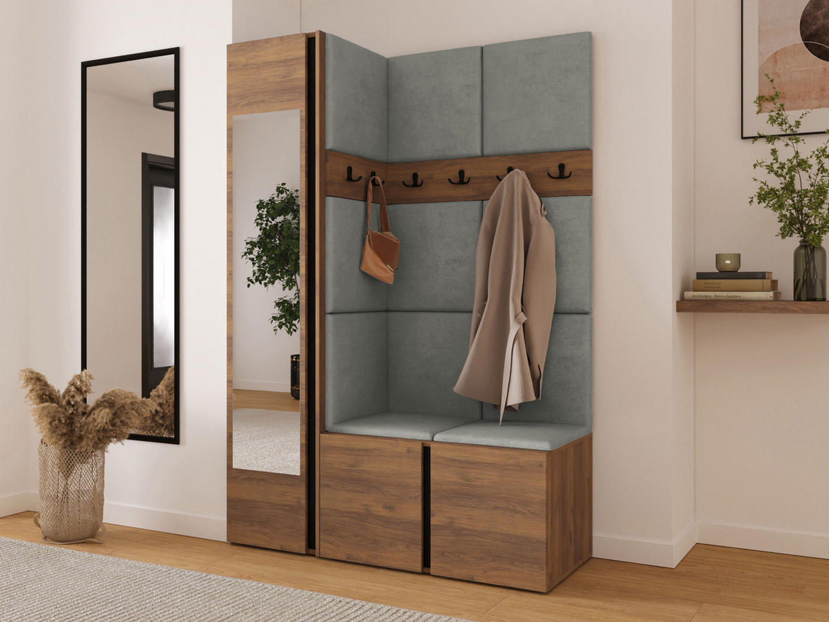 MOBILIER PENTRU HOL Orion X - culoare lemn de nuc/gri, material plastic/compozit lemnos (124/186/46cm) - MIRJAN24