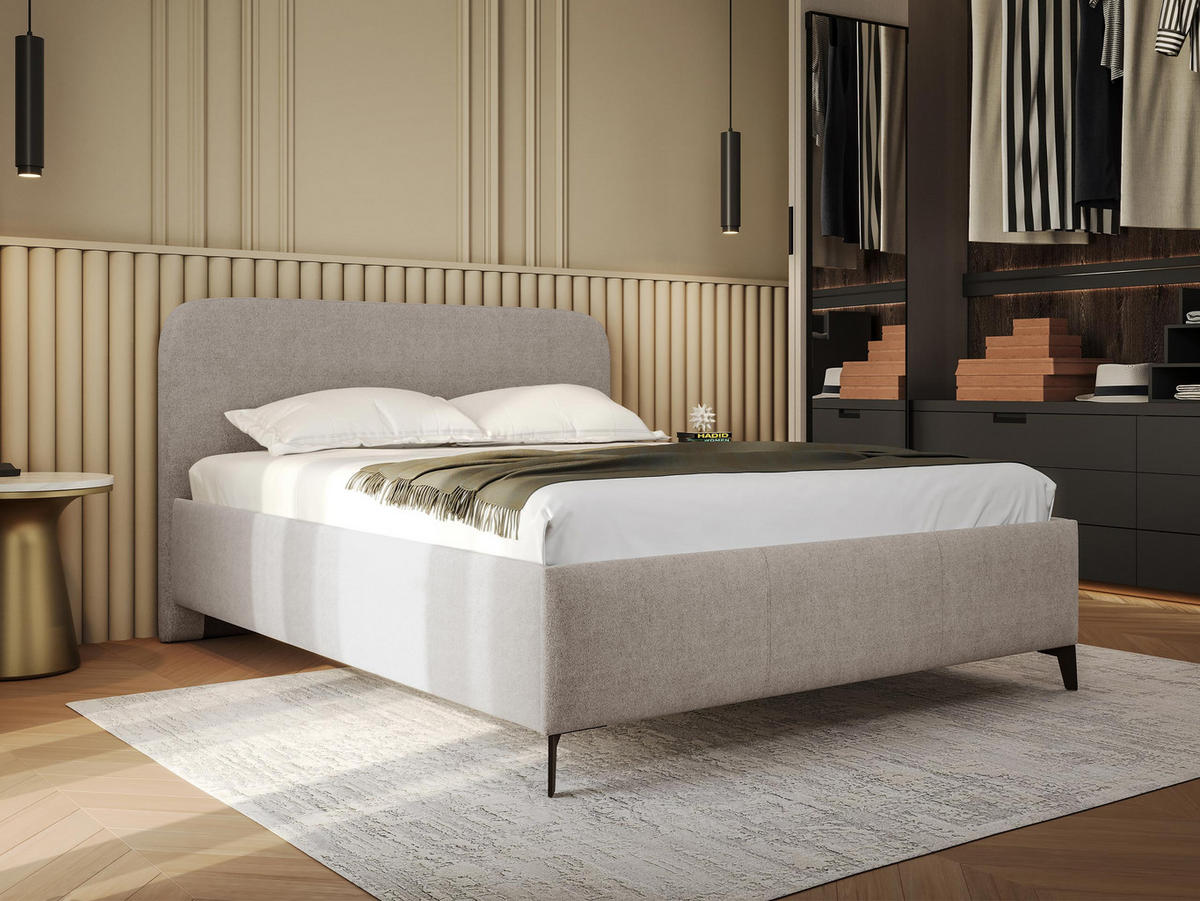 POLSTERBETT Holly - Schwarz/Naturfarben, Holz/Textil (180/200cm) - MIRJAN24