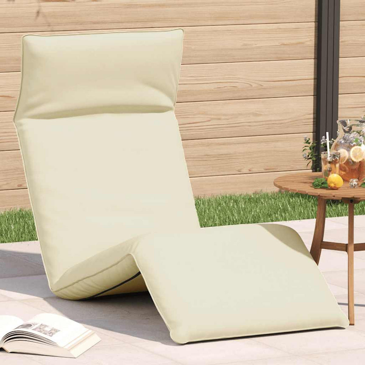 SONNENLIEGE Klappbar Creme 175/54/8.5 Cm Oxford-Gewebe - Creme, Textil (175/8.5/54cm) - vidaXL