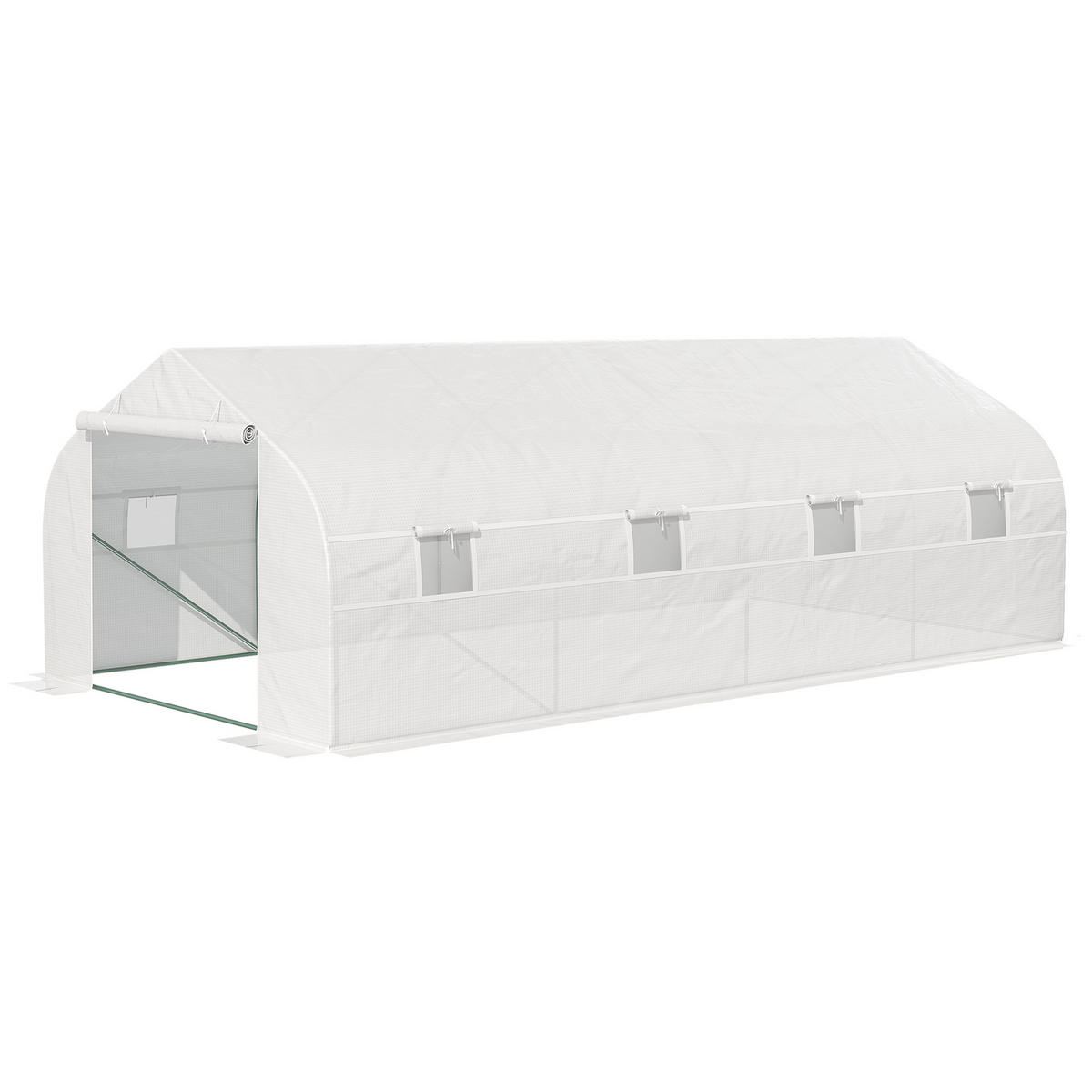 GEWÄCHSHAUS DE-11926 18 m² mit 8 Fenstern & Tür Weiß - Weiß, Metall (300/200/595cm) - ComfortXL