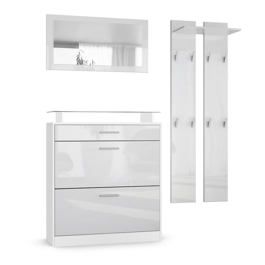 Vladon Garderobe Weiß Hochglanz 180x200x23 cm