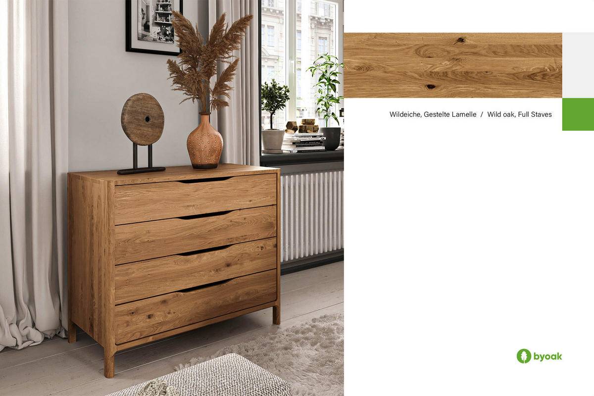KOMMODE PAUL Wildeiche - Wildeiche, Holz (80/80/50cm) - byoak