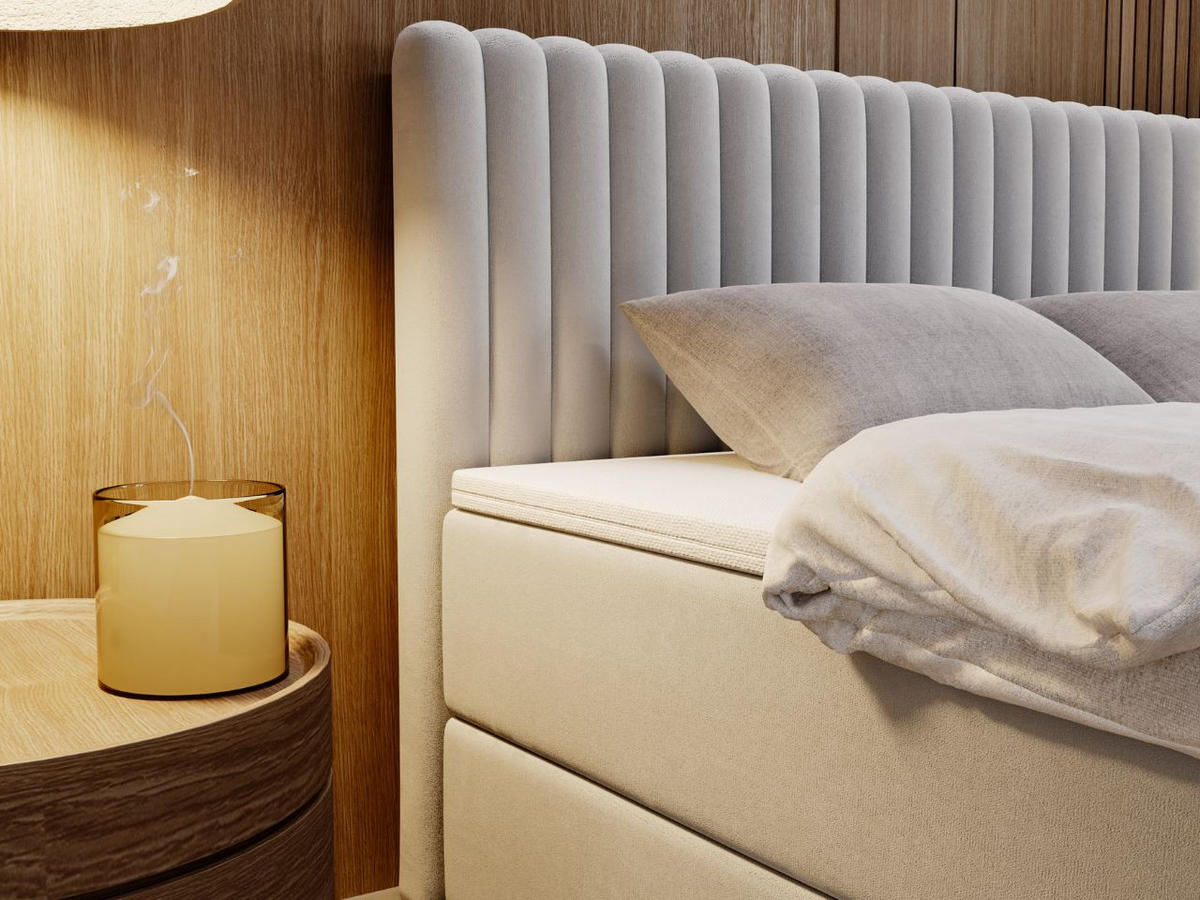 BOXBETT Marbella 200x200 Hellgrau - Hellgrau, Holz/Textil (200/200cm) - Graingold