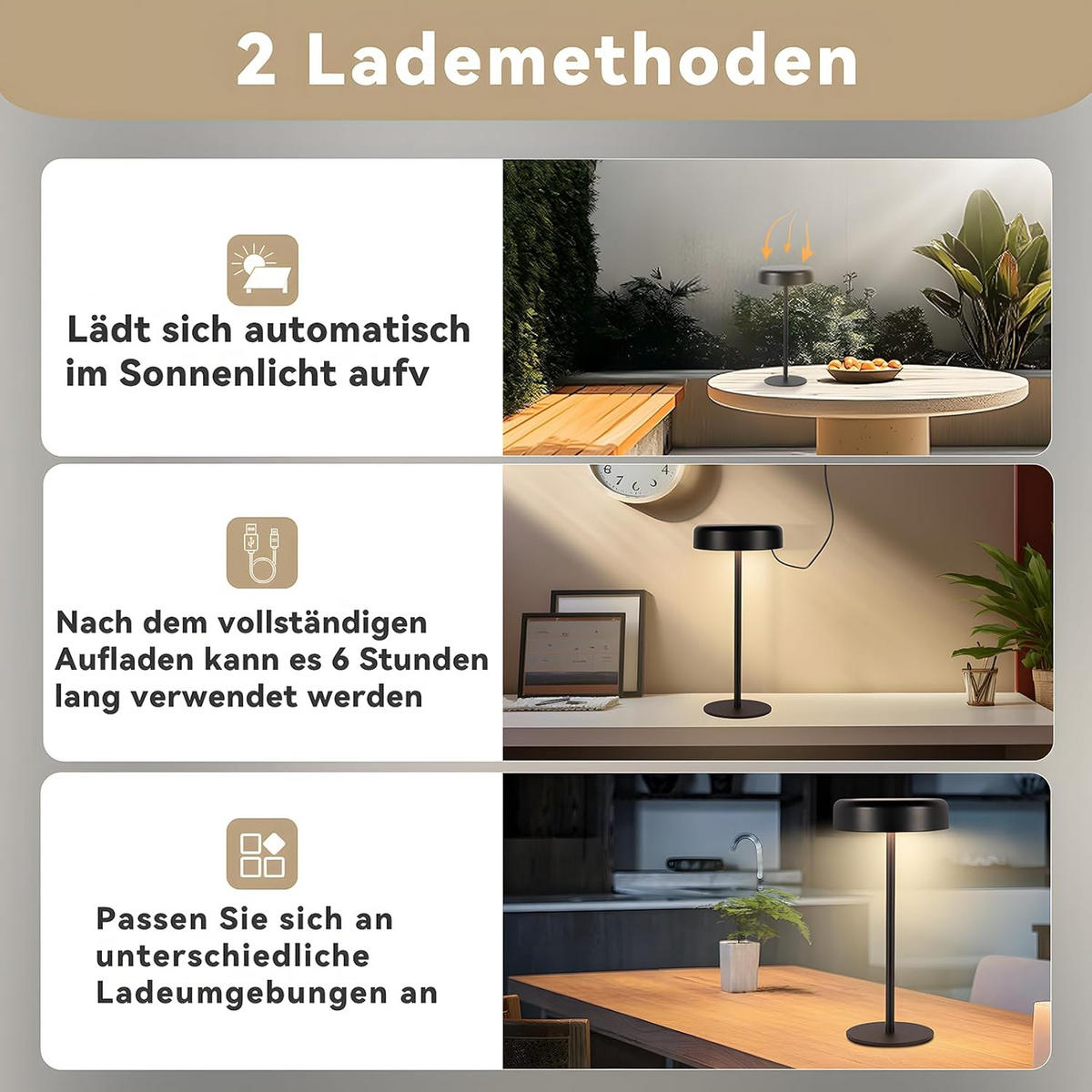 TISCHLEUCHTE Leuchten 14/30/14 cm - Schwarz, Metall (14/14/30cm) - ZMH