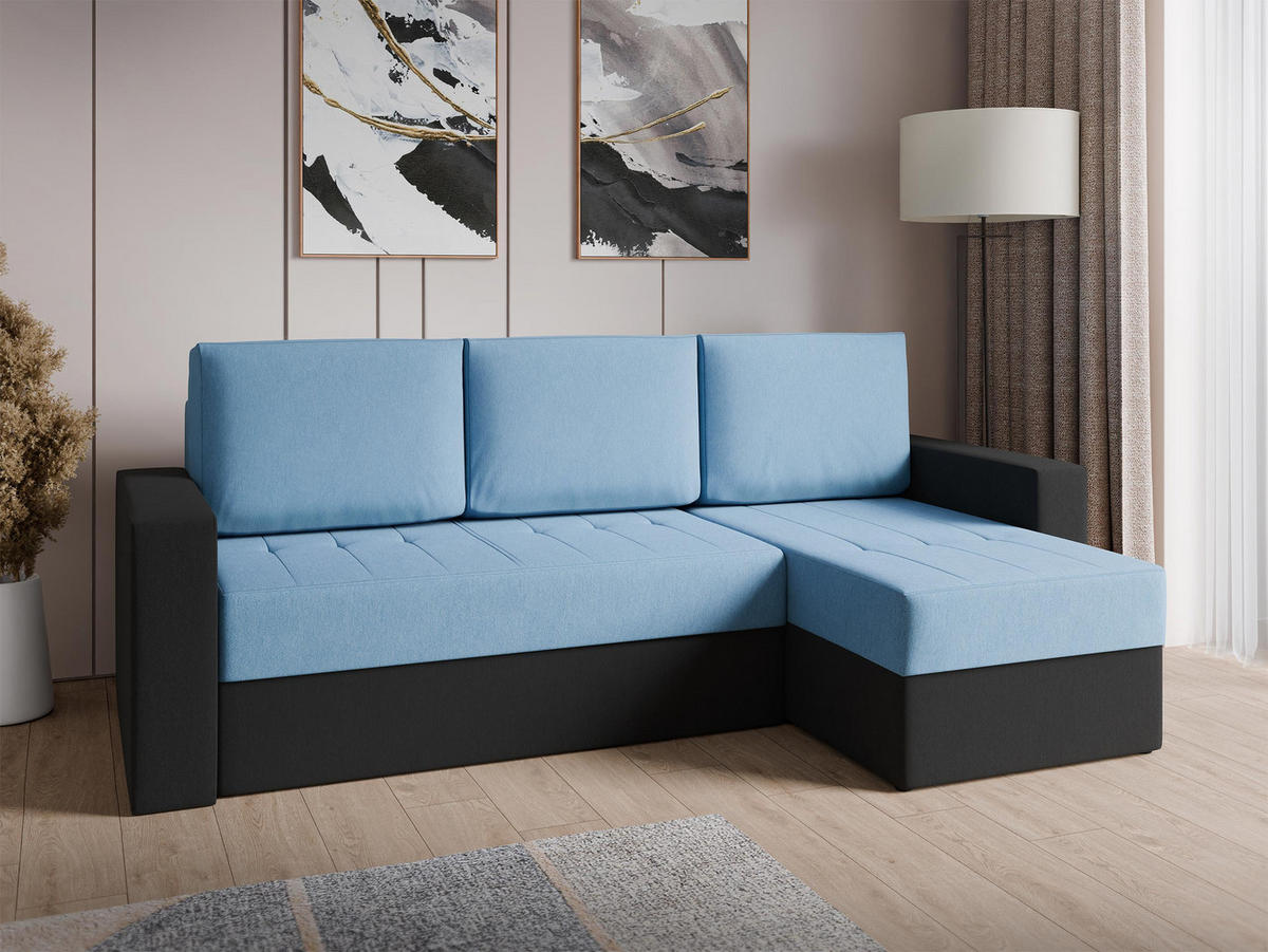ECKSOFA Calabrini - Blau/Schwarz, Holz/Kunststoff (233/140cm) - MIRJAN24