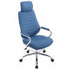 CHEFSESSEL Stoff blau - Chromfarben/Blau, Textil/Metall (60/117/67cm) - CLP