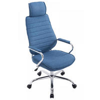 CHEFSESSEL Stoff blau - Chromfarben/Blau, Textil/Metall (60/117/67cm) - CLP