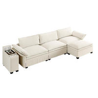 ECKSOFA DE-34944 L-Form mit Multifunktionskonsole Beige - Beige, Holz (70/315cm) - ComfortXL