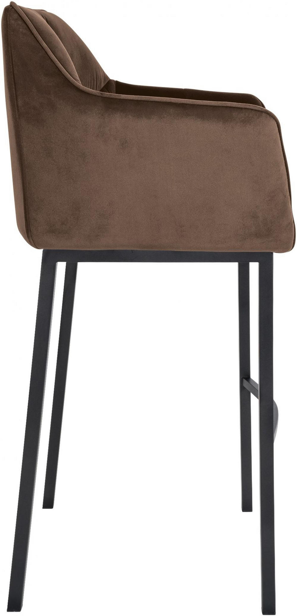 BARHOCKER 2er Set Samt Braun - Schwarz/Braun, Textil (64/110/48cm) - CLP
