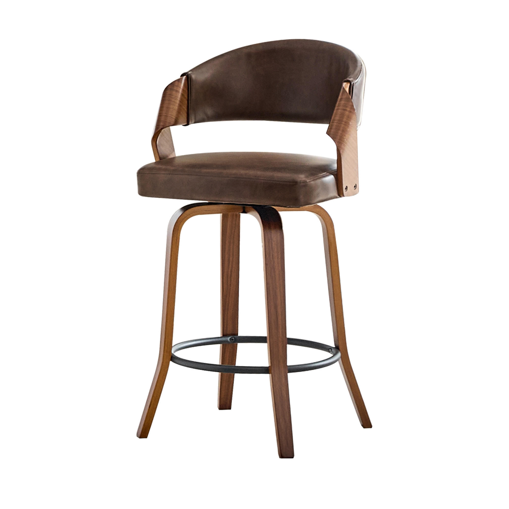 BARHOCKER 2er-Set Braun mit Rückenlehne und Holzgestell - Braun, Holz (51/95/42cm) - PANGIVO