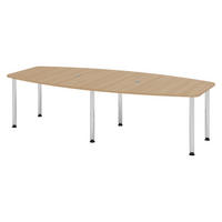 KONFERENZTISCH mittel KT28 130/280/74,5 cm in Eichefarben/Chromfüße - Chromfarben/Eichefarben, Holzwerkstoff (130/280/74.5cm) - bümö