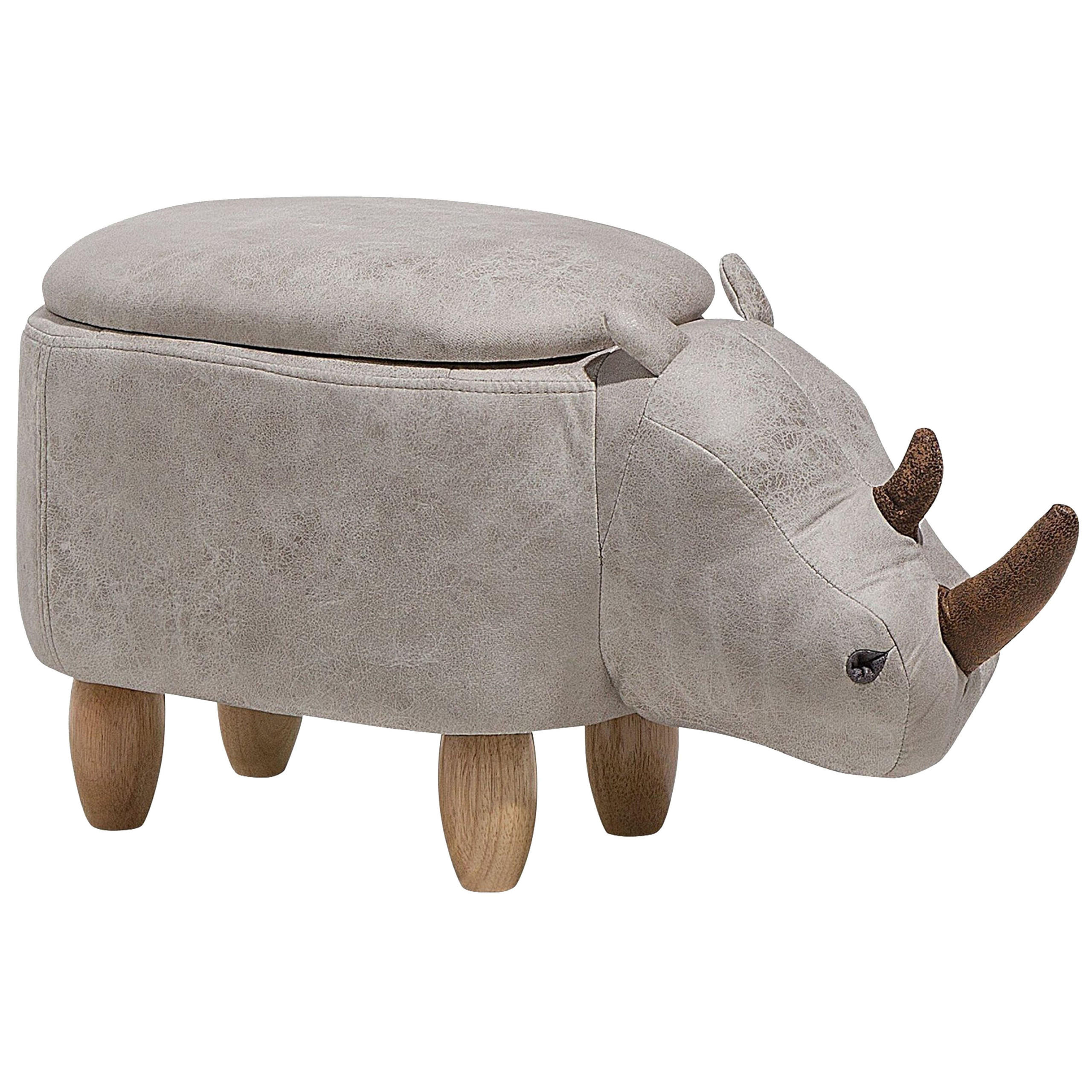 HOCKER Rhino 32/60/35 cm - Grau, Kunststoff/Textil (60/35/32cm) - Beliani