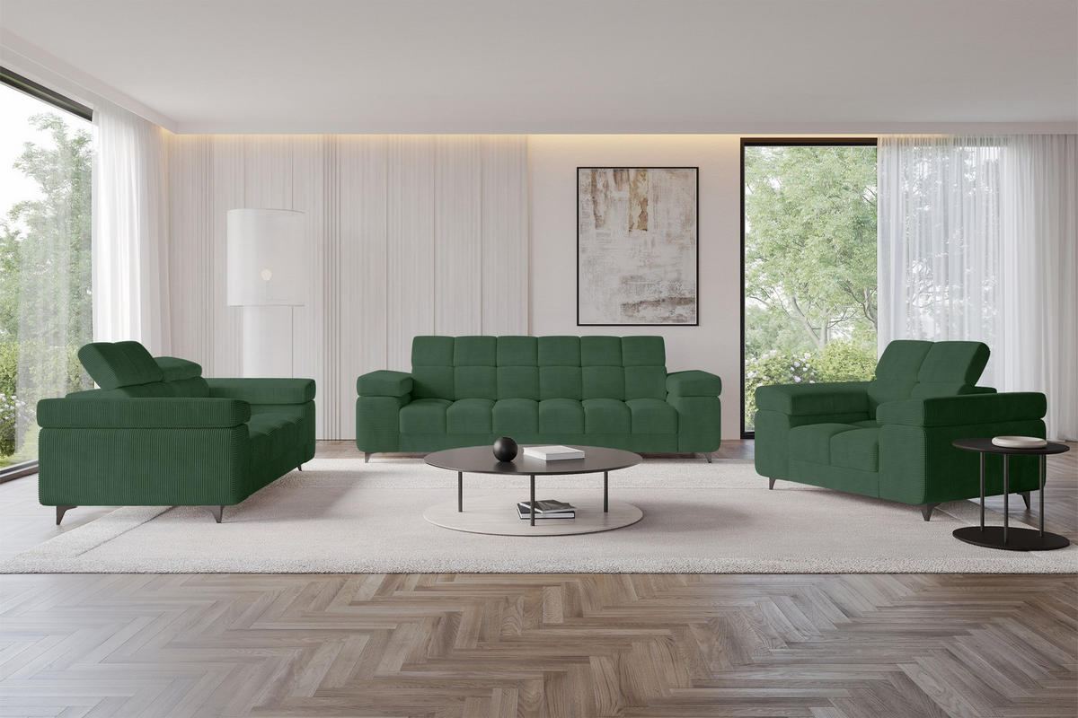 SOFA 2-Sitzer LORD-S1 194x97x90 cm Grün Cord - Grün, Holzwerkstoff/Textil (194/90/97cm) - ALTDECOR