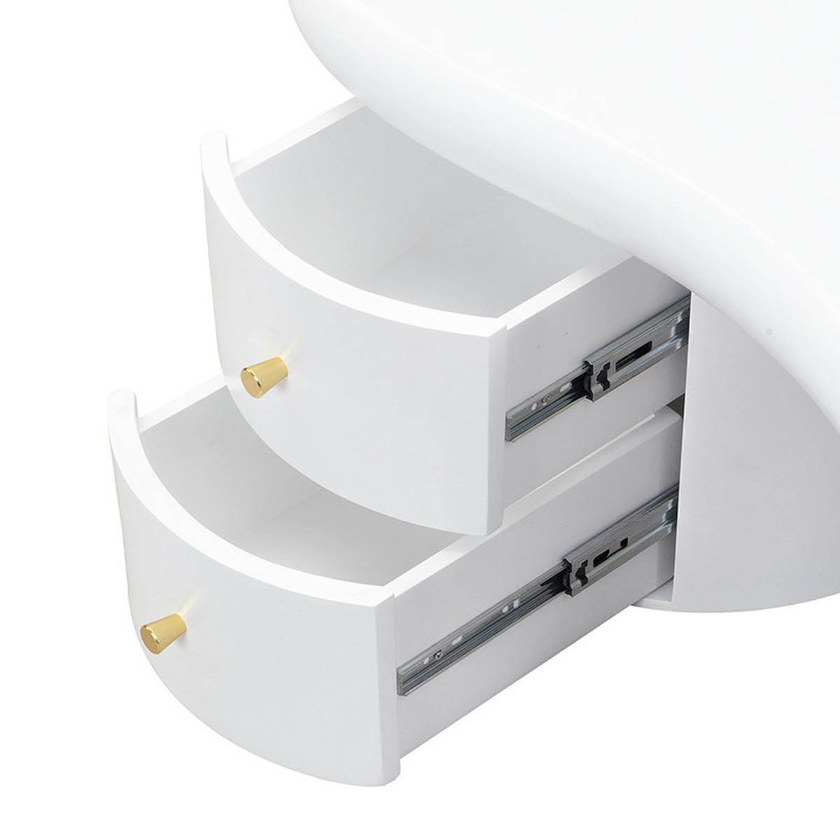 COUCHTISCH 100/60/45 cm weiß mit unregelmäßiger Form 2 Schubladen - Weiß, Holzwerkstoff (97/64/42cm) - OKWISH