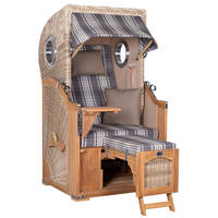 STRANDKORB Düne 1-Sitzer Teak 522 - Braun/Grau, Holz/Textil (98/165/80cm) - Mr. Deko