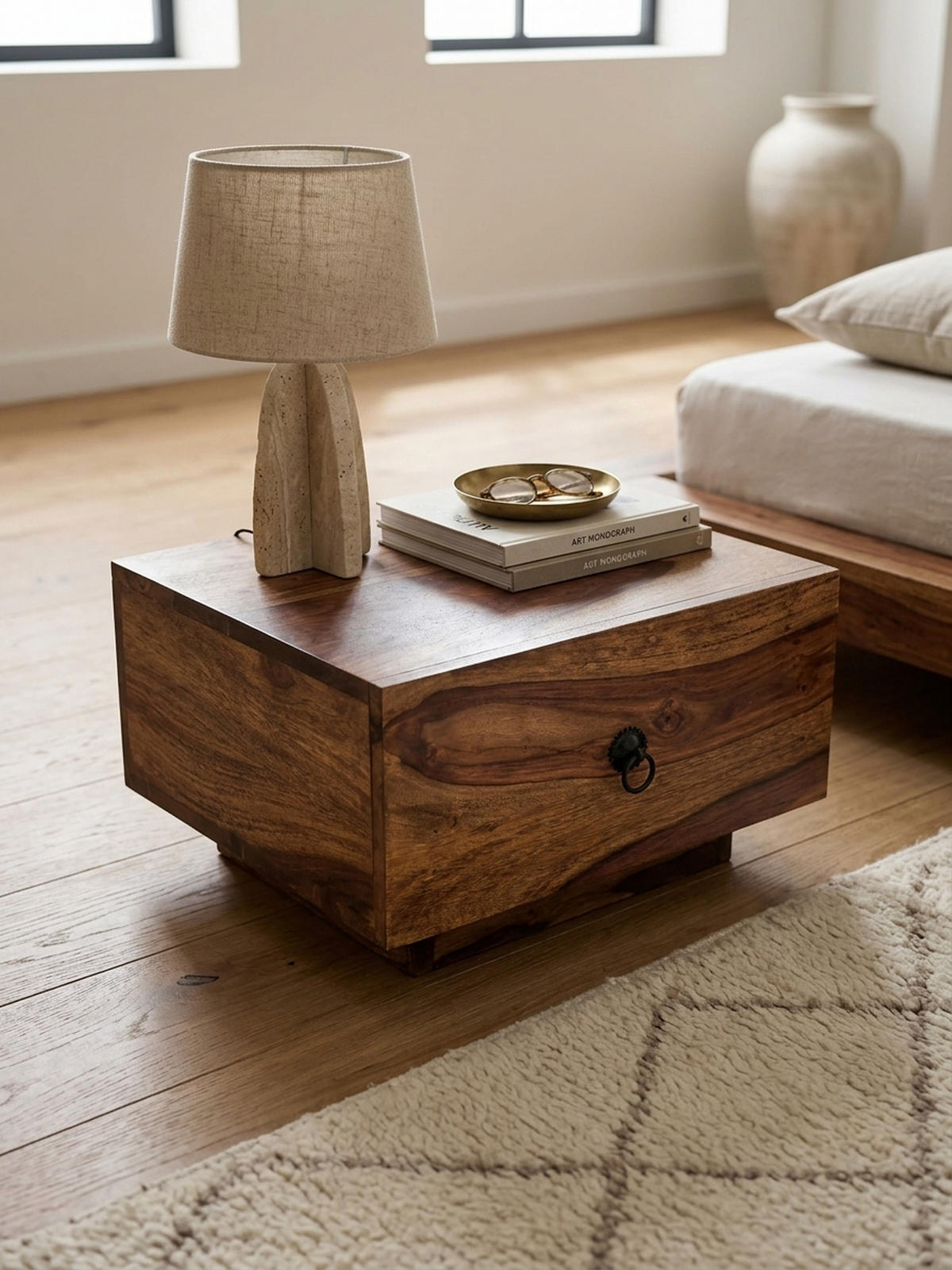 NACHTTISCH Massivholz Schublade Landhausstil Handgefertigt NAKO, Braun 40x40x25 cm - Braun, Holz/Metall (40/25/40cm) - KADIMA DESIGN