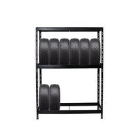 REIFENREGAL Tiger 180x130x50 cm bis zu 12 Reifen auf 2 Ebenen + Ablage Schwarz - Schwarz, Metall (130/180/50cm) - PROREGAL